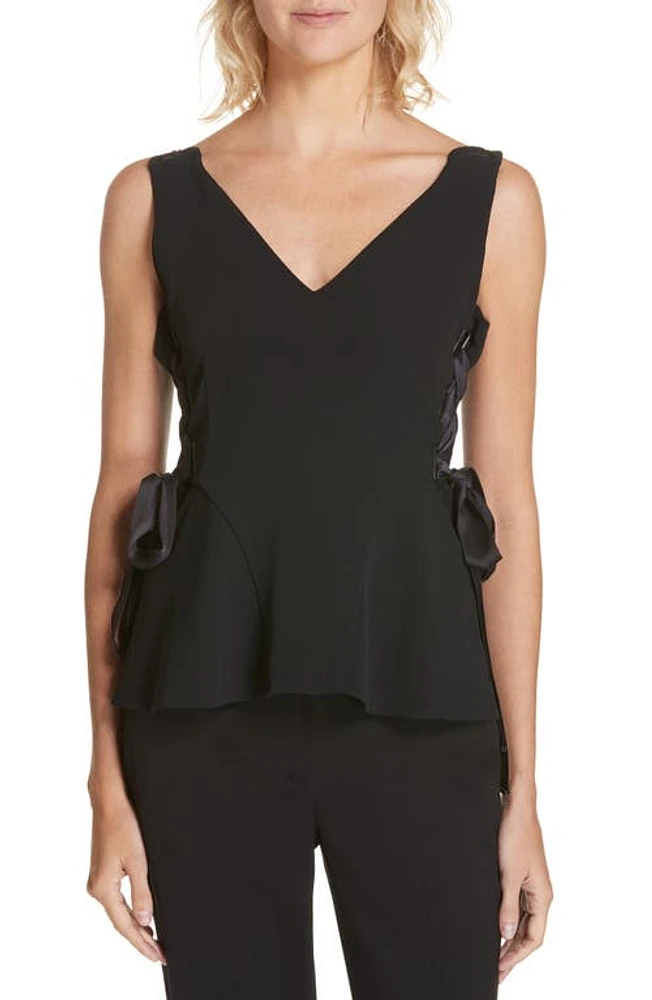 Jonathan Simkhai Lace-Up Side Crepe Top in Black at Nordstrom, Size 2