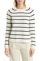 Nordstrom Rib Organic Cotton & Merino Wool Sweater in Ivory Pristine- Black Stripe at Nordstrom, Size Xx-Large