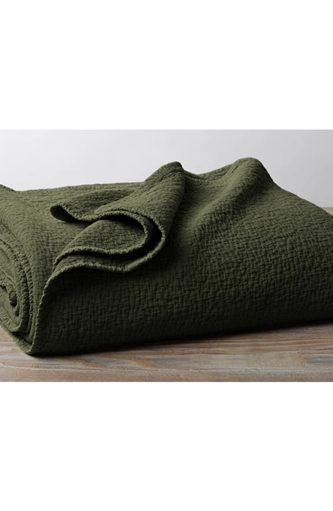 Coyuchi Cascade Matelassé Organic Cotton Blanket in Moss at Nordstrom