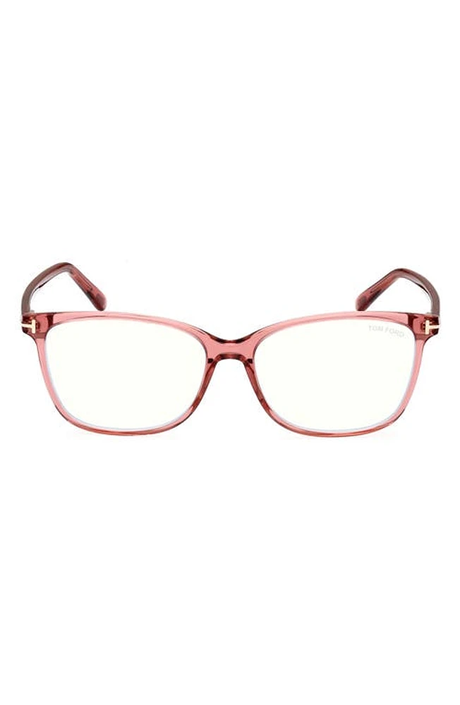 TOM FORD 54mm Square Blue Light Blocking Glasses in Pink /Other at Nordstrom