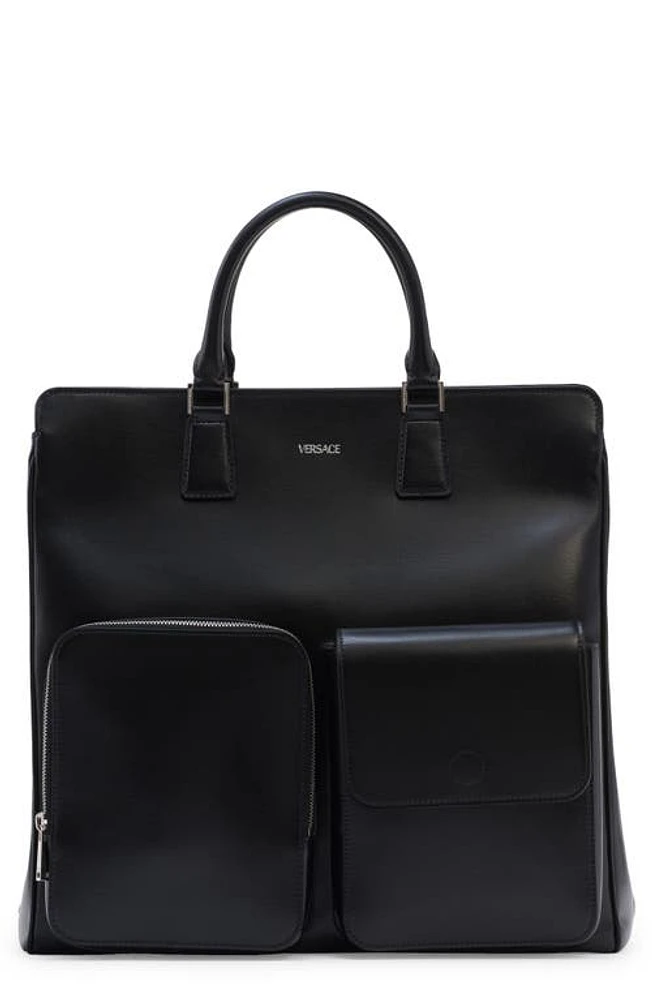 Versace Cargo Calfskin Tote in Black Palladium at Nordstrom