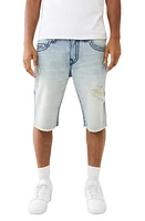 True Religion Brand Jeans Ricky Frayed Straight Leg Denim Shorts in Shore Light at Nordstrom, Size 30