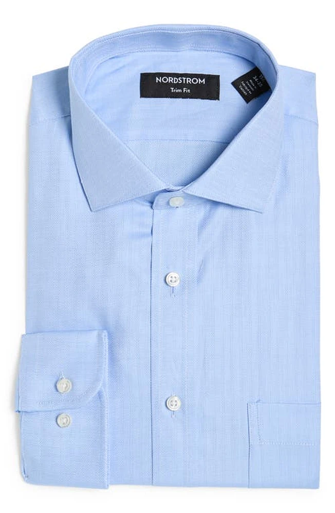 Nordstrom Trim Fit Herringbone Oxford Solid Dress Shirt White - Dandy Varihbone at Nordstrom,