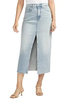 Silver Jeans Co. Front Slit Denim Midi Skirt Indigo at Nordstrom,