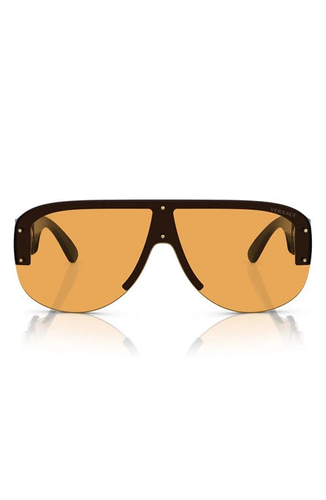 Versace 148mm Shield Sunglasses in Orange at Nordstrom