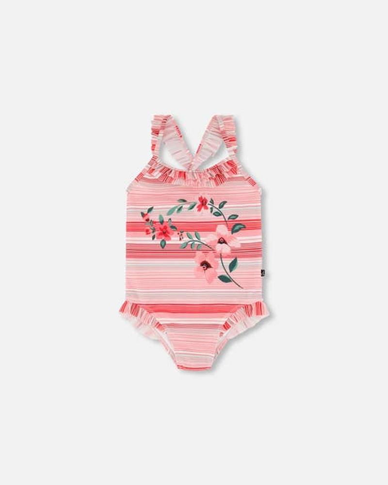 Deux Par Deux Girl's One Piece Swimsuit Multicolor Pink Stripe at Nordstrom