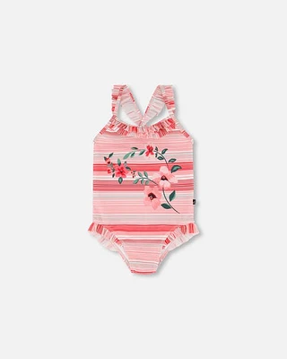 Deux Par Deux Girl's One Piece Swimsuit Multicolor Pink Stripe at Nordstrom