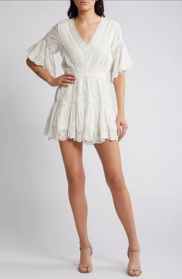 LoveShackFancy Calamina Lace Minidress in Bright White at Nordstrom, Size X-Large