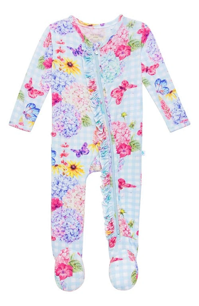 Posh Peanut Nicolette Ruffled Fitted Footie Pajamas Light/Pastel Blue at Nordstrom,