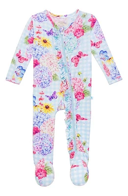 Posh Peanut Nicolette Ruffled Fitted Footie Pajamas Light/Pastel Blue at Nordstrom,