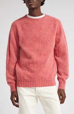 Drake's Brushed Wool Crewneck Sweater Rosebud at Nordstrom,