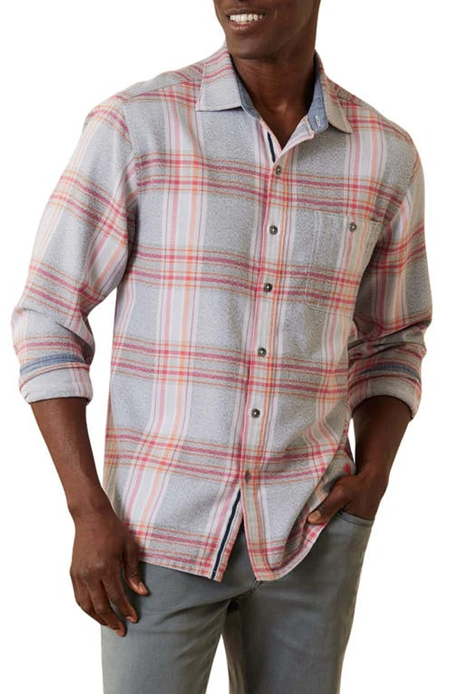 Tommy Bahama Canyon Beach Unwind Plaid Flannel Button-Up Shirt in Asheen at Nordstrom, Size X-Large