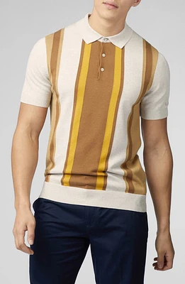 Ben Sherman Vertical Stripe Polo Sweater in Ivory at Nordstrom, Size Medium