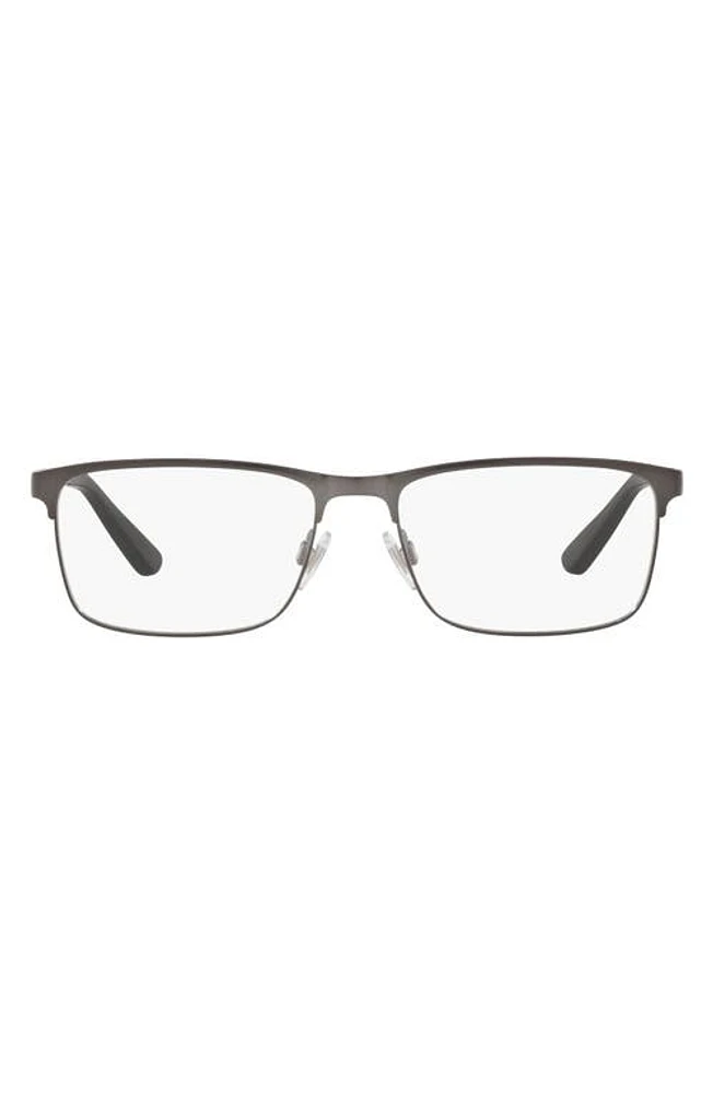 Polo Ralph Lauren 56mm Rectangular Optical Glasses in Dark Gunmetal at Nordstrom