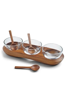 Nambé Cooper Triple Condiment Server in Glass/Acacia at Nordstrom