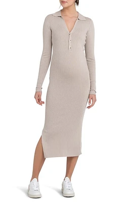 Ripe Maternity Sammy Rib Long Sleeve Maternity/Nursing Polo Dress at Nordstrom,