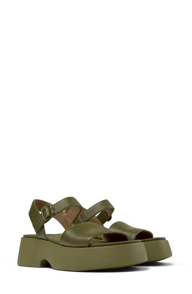 Camper Tasha Ankle Strap Wedge Sandal in Medium Green at Nordstrom, Size 38