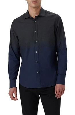 Bugatchi Axel Shaped Fit Solid Stretch Cotton Button-Up Shirt Navy at Nordstrom,