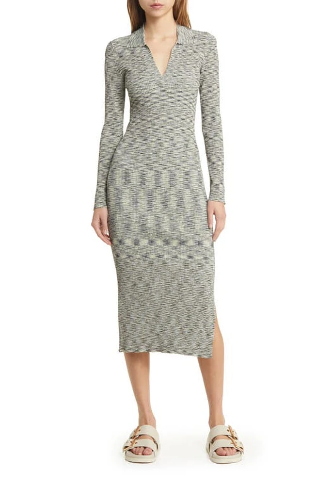 Rails Luciana Long Sleeve Space Dye Midi Sweater Dress Mint Navy at Nordstrom,