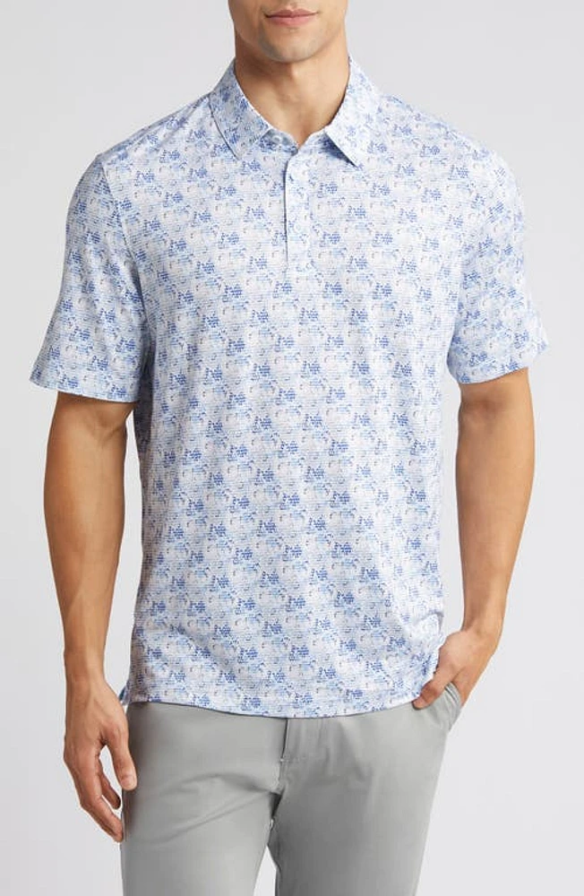 Johnston & Murphy XC4 Filigree Print Performance Polo Blue/Gray at Nordstrom,