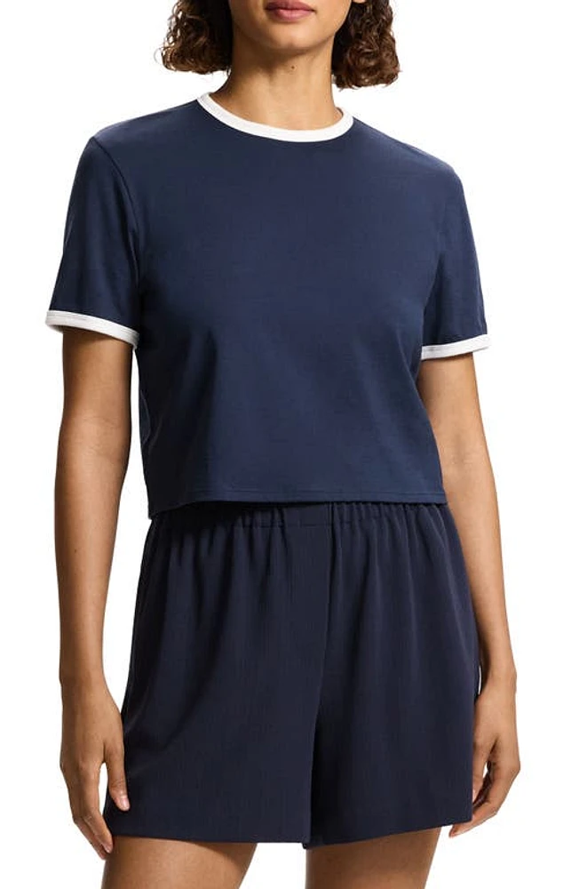 Theory Apex Organic Cotton Crop Ringer T-Shirt Nocturne Navy/White - Xxg at Nordstrom,