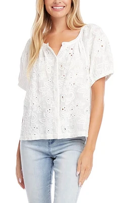 Karen Kane Floral Embroidered Short Sleeve Peasant Blouse at Nordstrom,