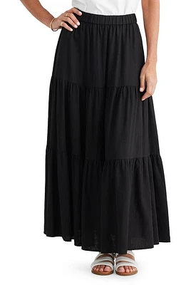 Brave+True Elsie Linen Blend Maxi Skirt Black at Nordstrom,