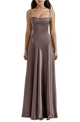 HOUSE OF CB Anabella Lace-Up Satin Gown at Nordstrom,