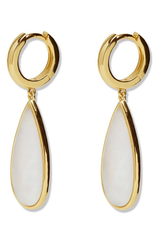 Argento Vivo Sterling Silver Mother of Pearl Drop Huggie Hoop Earrings in Gold at Nordstrom