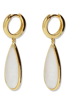 Argento Vivo Sterling Silver Mother of Pearl Drop Huggie Hoop Earrings in Gold at Nordstrom