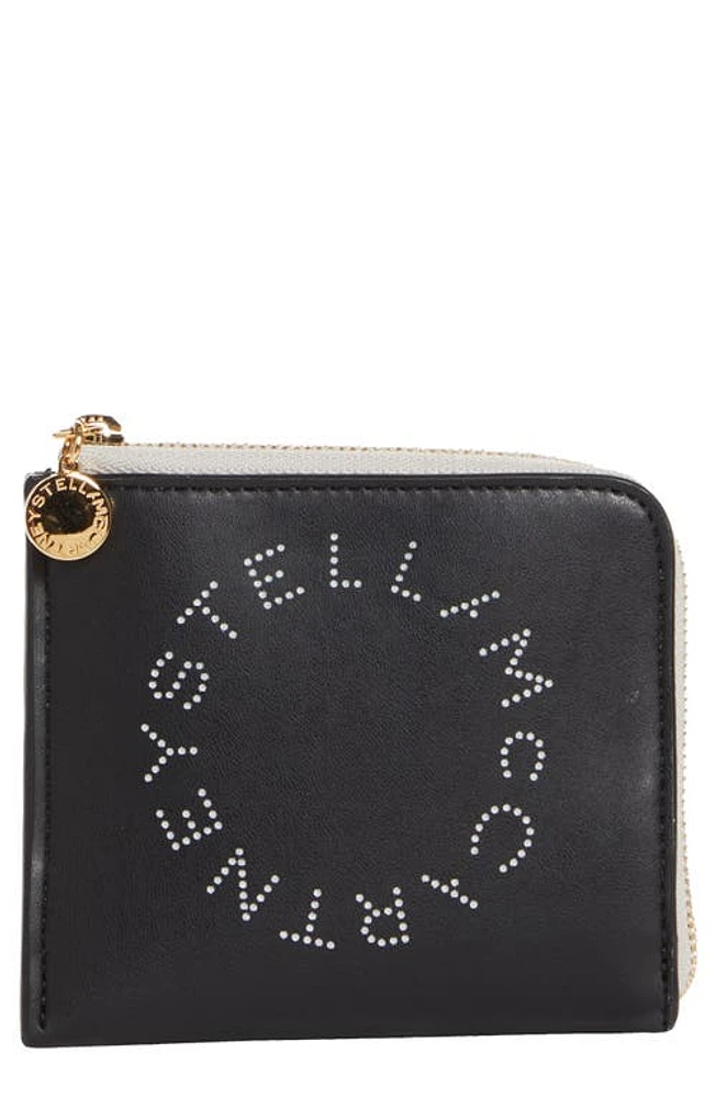 Stella McCartney Logo Faux Leather French Wallet with Removable Card Case in Black at Nordstrom