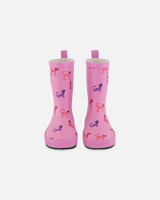 Deux Par Deux Baby Girl's Rain Boots Pink Printed Sunglasses Cats at Nordstrom