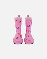 Deux Par Deux Baby Girl's Rain Boots Pink Printed Sunglasses Cats at Nordstrom