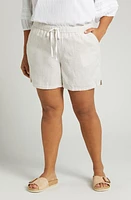 caslon(r) Stripe Linen Drawstring Shorts Leah at Nordstrom,