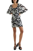 French Connection Ally Dinah Ruched Clipped Chiffon Dress Blackout at Nordstrom,