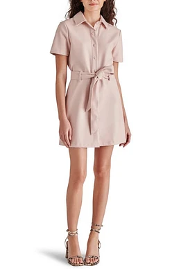 Steve Madden Jolene Belted Faux Leather Mini Shirtdress Rose Taupe at Nordstrom,