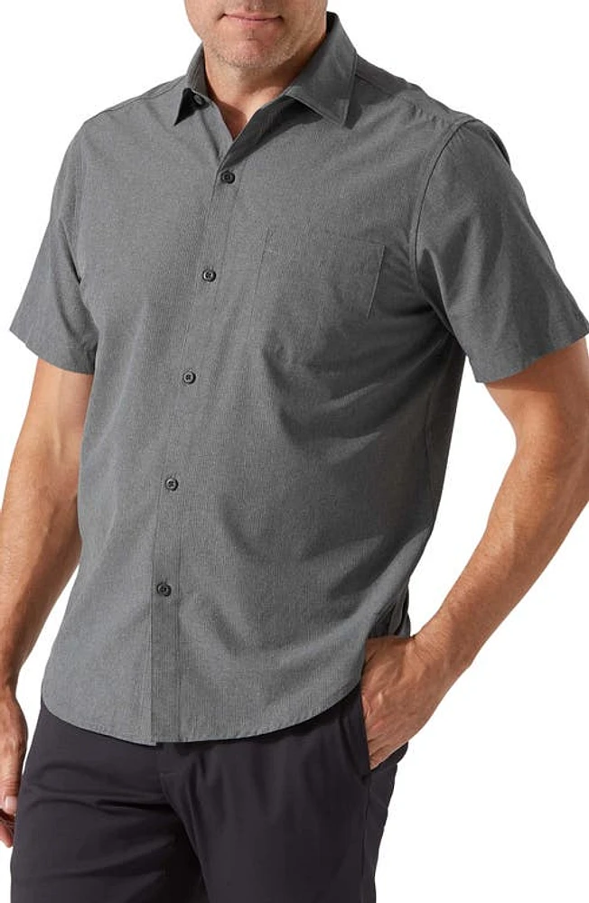 Tommy Bahama Bahama Coast Short Sleeve IslandZone Button-Up Shirt in Grey at Nordstrom, Size Large