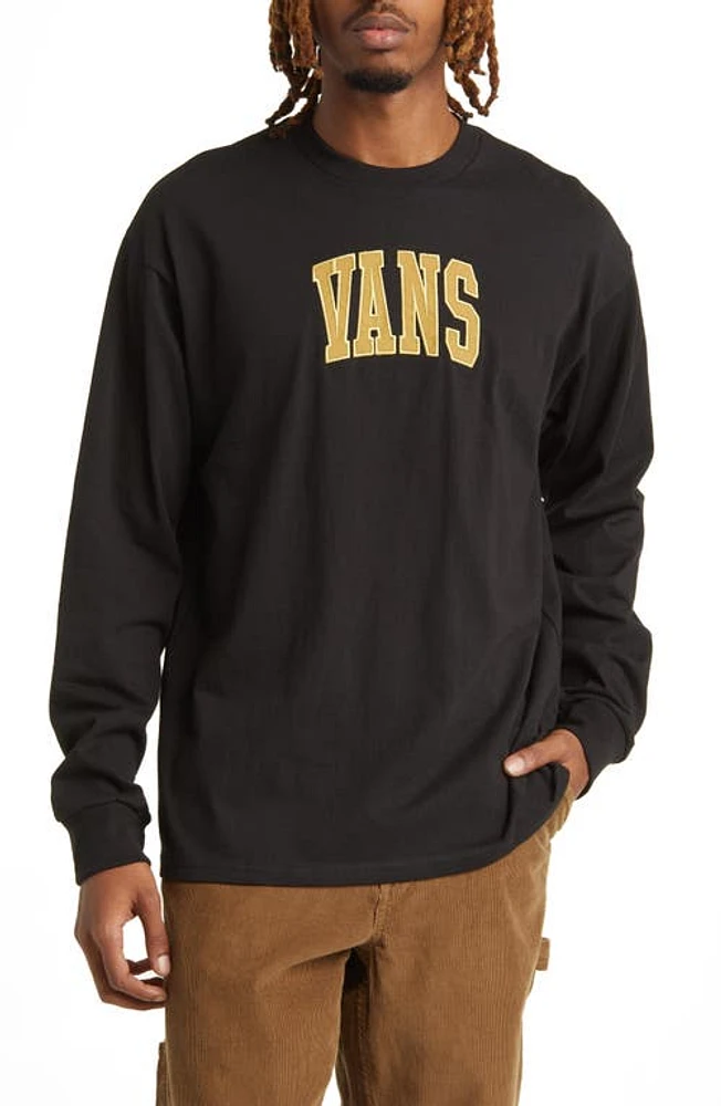 Vans Appliqué Logo Long Sleeve Cotton Graphic T-Shirt in Black at Nordstrom, Size Medium