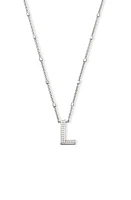 Kendra Scott Initial Pendant Necklace in Rhodium Metal- at Nordstrom