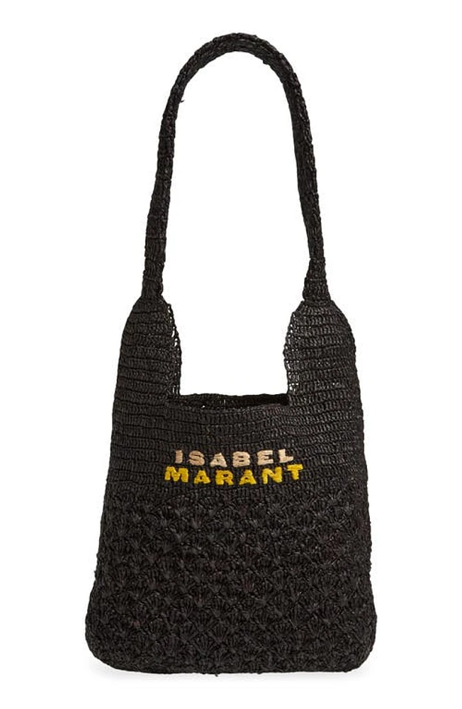 Isabel Marant Small Praia Raffia Tote in Black at Nordstrom