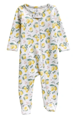 Nordstrom Print Cotton Footie White Lemons at Nordstrom,