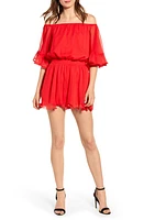 Endless Rose Off the Shoulder Ruffle Sleeve Romper at Nordstrom,