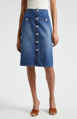 L'AGENCE Landry Button Front Denim Skirt Verdugo at Nordstrom,