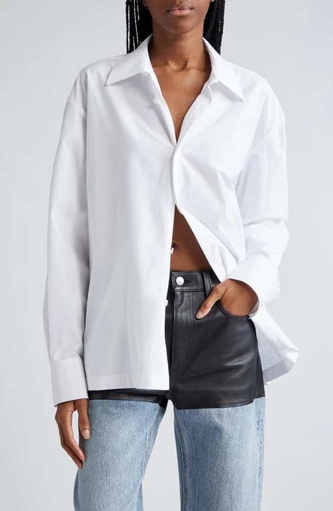 Alexander Wang Apple Patch Cotton Button-Up Shirt at Nordstrom,