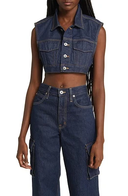 SLVRLAKE Ultracrop Nonstretch Denim Trucker Vest in Midnight Mile at Nordstrom, Size Small