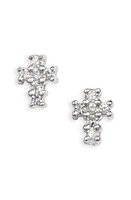 Meira T Diamond Cross Stud Earrings in White at Nordstrom