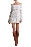 Avec Les Filles Off the Shoulder Long Sleeve Lace Minidress White at Nordstrom,