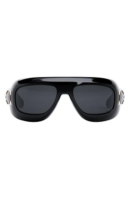 DIOR Lady 95.22 M1I 58mm Mask Sunglasses in Shiny Black /Smoke at Nordstrom