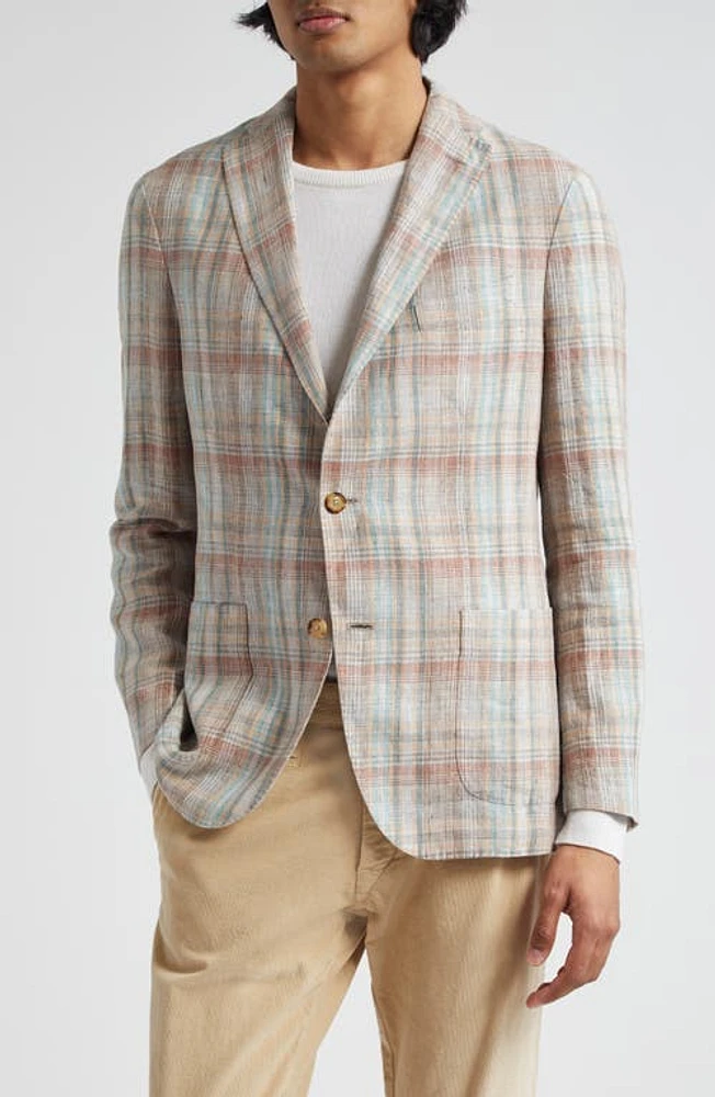 Boglioli K Madras Plaid Linen Sport Coat Beige Multi at Nordstrom, Us