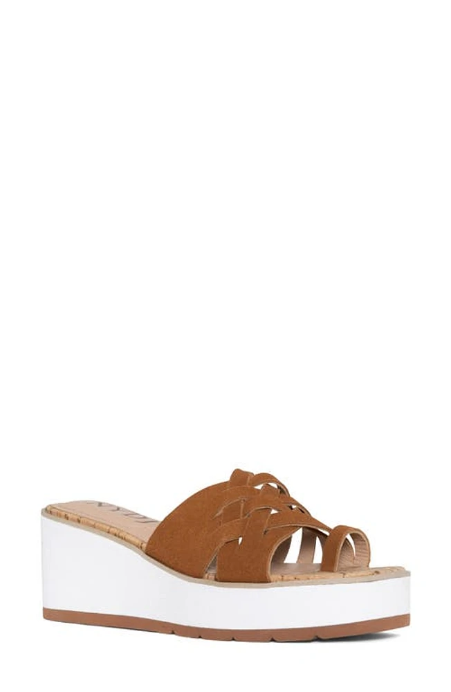 NYDJ Reesie 02 Platform Wedge Sandal Cognac at Nordstrom,